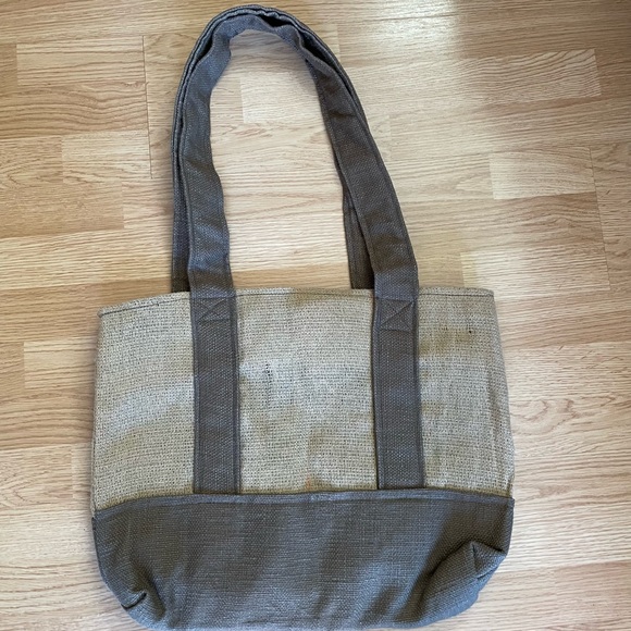 Upcycled NEW Handmade One of a Kind Unique Haitian Made Burlap Satchel Tote Bag - Picture 8 of 8